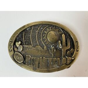 New Mexico Sunny Desert Landscape Cactus Vintage 1980 Great American Belt Buckle